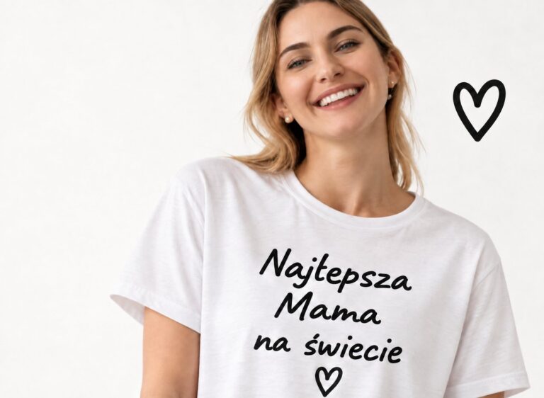 Kobieta w koszulce Najlepsza Mama na świecie